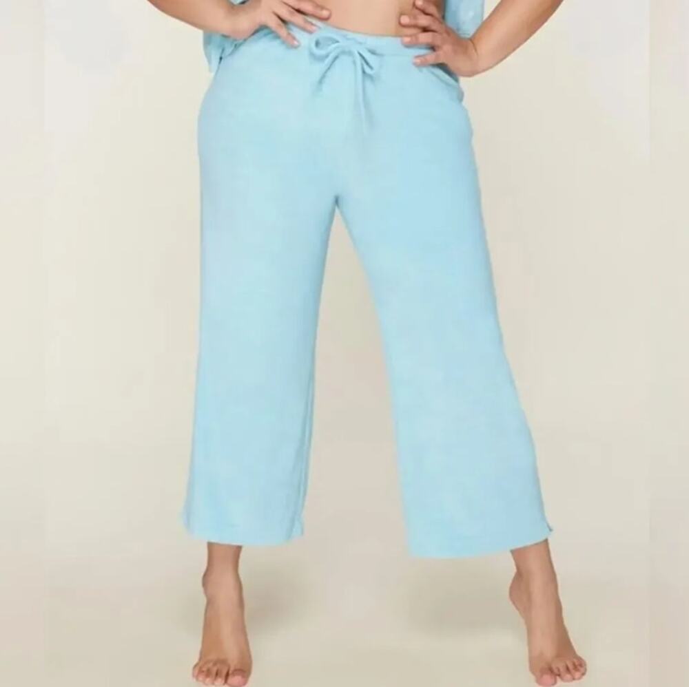 Andie the Crop Pants Terrycloth Blue Swim Coverup Women's Size Small Comfort